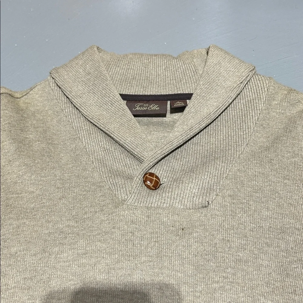Tasso Elba Premium Collared Taupe Sweater